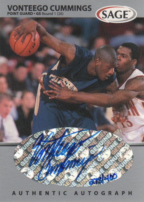 1999 SAGE Autographs Silver #A15 Vonteego Cummings/400