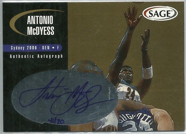 2000 SAGE Autographs Gold #A34 Antonio McDyess/70