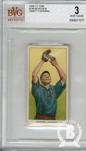 1909-11 T206 #39 Bob Bescher Hands in Air