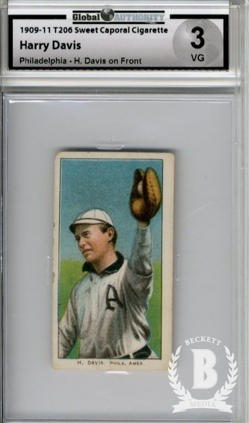 1909-11 T206 #121 Harry Davis (H.Davis on Front)