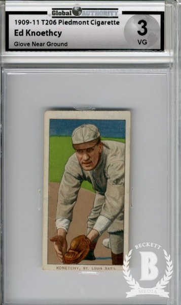 1909-11 T206 #262 Ed Konetchy Glove Near Ground