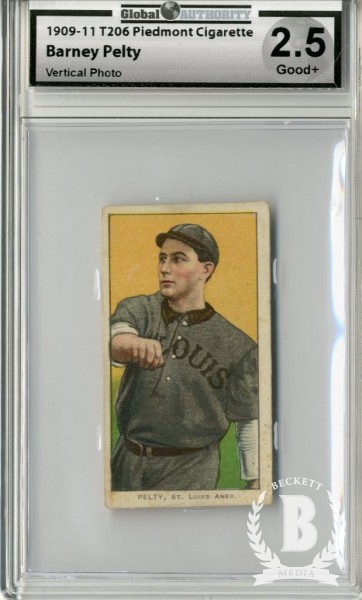 1909-11 T206 #384 Barney Pelty Vertical