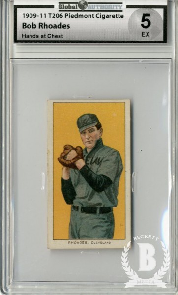 1909-11 T206 #409 Bob Rhoades Hands at Chest