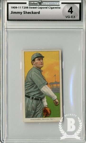 1909-11 T206 #443 Jimmy Sheckard Glove Showing