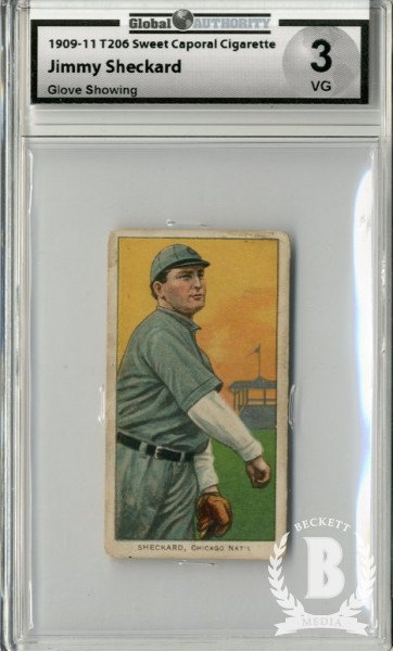 1909-11 T206 #443 Jimmy Sheckard Glove Showing