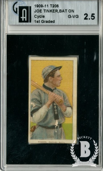 1909-11 T206 #488 Joe Tinker Bat on Shoulder