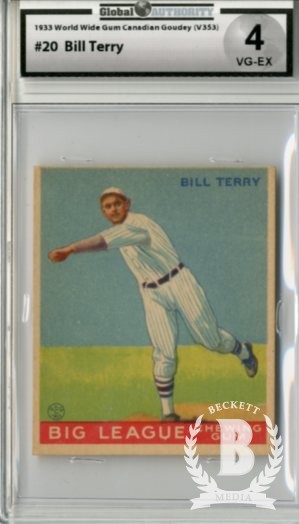1933 World Wide Gum V353 #20 Bill Terry