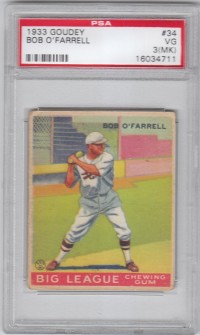 1933 Goudey #34 Bob O'Farrell RC front image