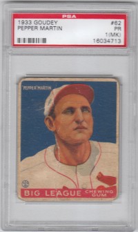 1933 Goudey #62 Pepper Martin RC front image