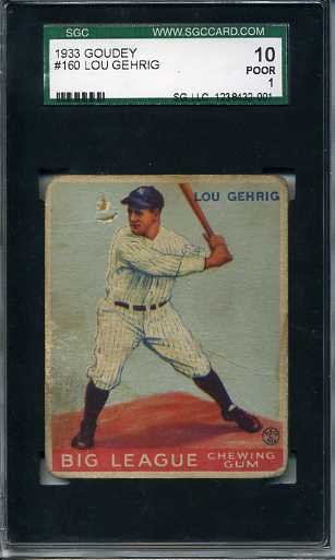1933 Goudey #160 Lou Gehrig RC