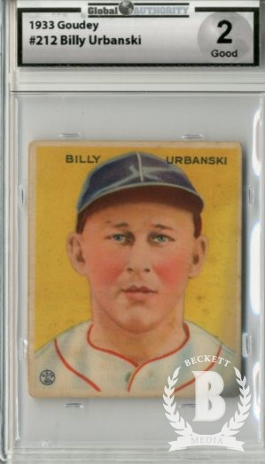 1933 Goudey #212 Billy Urbanski RC
