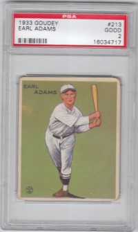 1933 Goudey #213 Earl Adams RC front image
