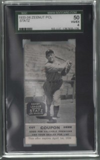1933-36 Zeenut PCL #11 Arnold Statz front image