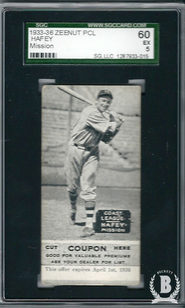 1933-36 Zeenut PCL #25 Dan Hafey/Dan Hafey/Dan Hafey