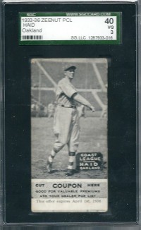 1933-36 Zeenut PCL #57 Hal Haid front image