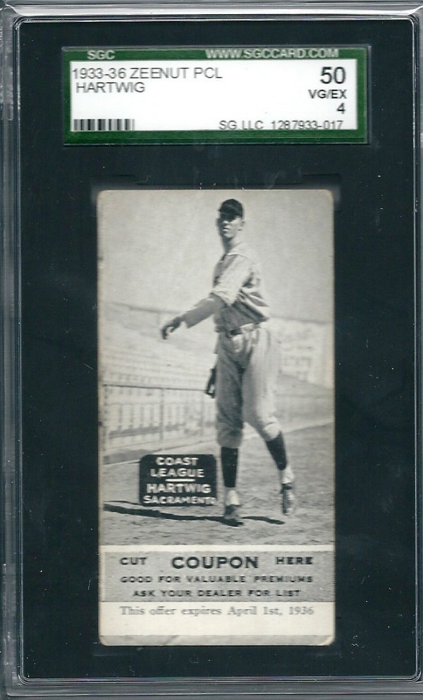 1933-36 Zeenut PCL #88 William Hartwig/Willam Hartwig