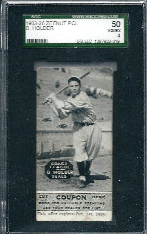 1933-36 Zeenut PCL #123 Brooks Holder