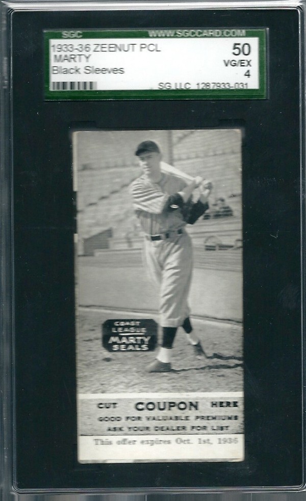 1933-36 Zeenut PCL #129 Joseph Marty/White Sleeves