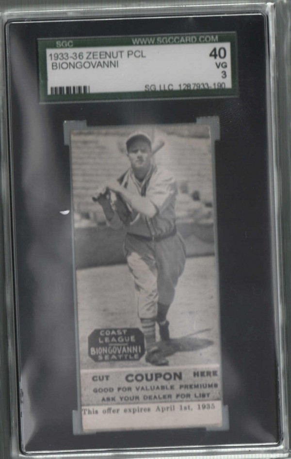 1933-36 Zeenut PCL #154 Nino Biongovanni