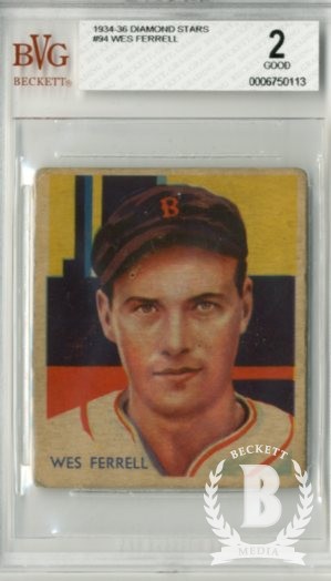 1934-36 Diamond Stars #94 Wes Ferrell (36B)