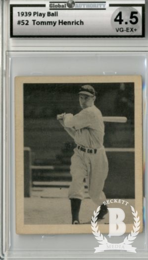 1939 Play Ball #52 Tommy Henrich RC