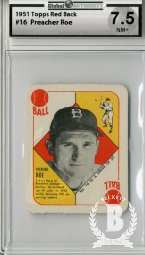 1951 Topps Red Backs #16 Preacher Roe