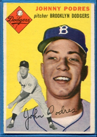 1954 Topps #166 Johnny Podres front image