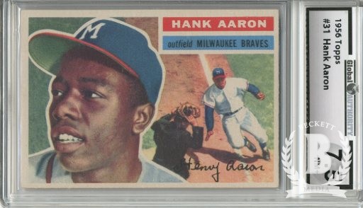 1956 Topps #31 Hank Aaron UER DP (Small photo is Willie Mays)