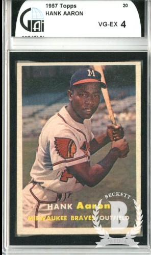 1957 Topps #20 Hank Aaron UER/(Reverse negative/photo on front)