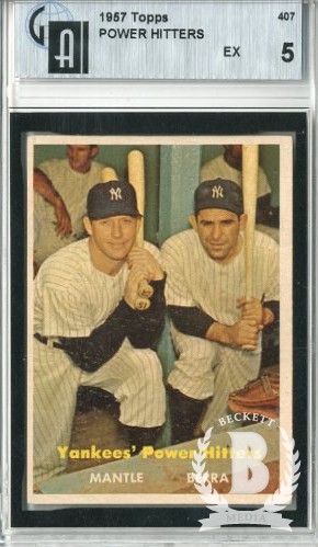 1957 Topps #407 Yankees Power Hitters/Mickey Mantle/Yogi Berra