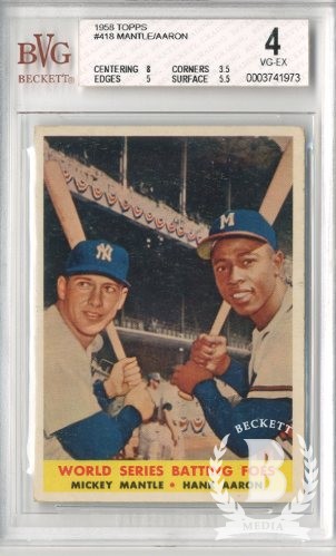 1958 Topps #418 World Series Batting Foes/Mickey Mantle/Hank Aaron