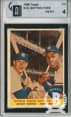 1958 Topps #418 World Series Batting Foes/Mickey Mantle/Hank Aaron