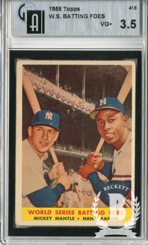 1958 Topps #418 World Series Batting Foes/Mickey Mantle/Hank Aaron