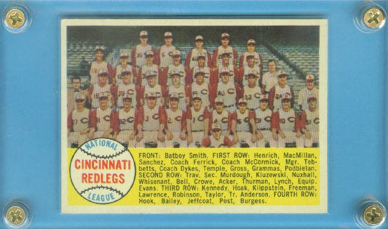1958 Topps #428A Cincinnati Reds TC Alphabetical