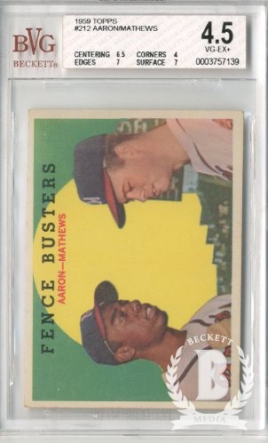 1959 Topps #212 Fence Busters/Hank Aaron/Eddie Mathews