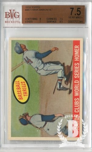 1959 Topps #467 Hank Aaron BT/WS Homer
