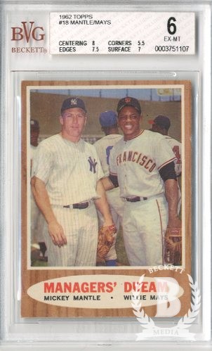 1962 Topps #18 Managers Dream (Mickey Mantle and Willie Mays)