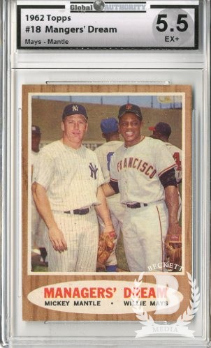1962 Topps #18 Managers Dream (Mickey Mantle and Willie Mays)
