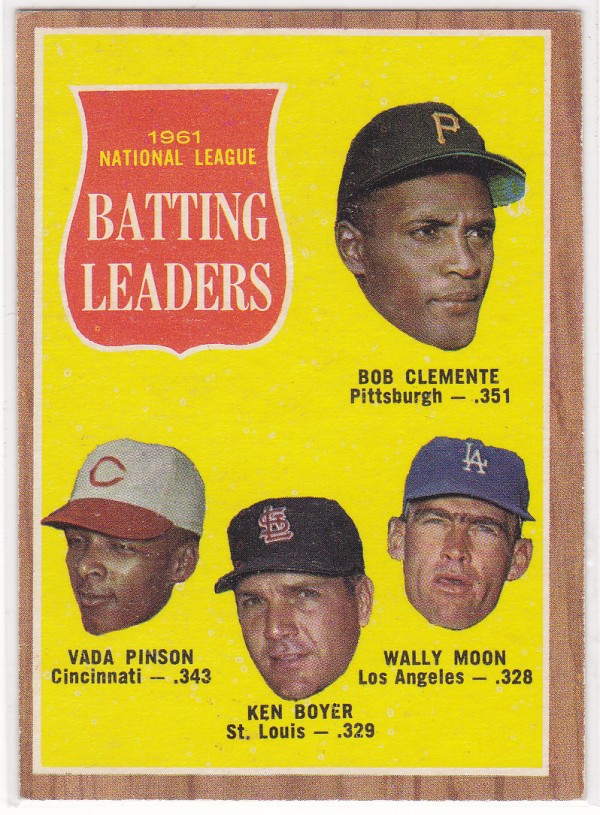 1962 Topps #52 NL Batting Leaders/Roberto Clemente/Vada Pinson/Ken Boyer/Wally Moon