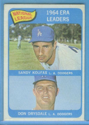 1965 Topps #8 NL ERA Leaders/Sandy Koufax/Don Drysdale