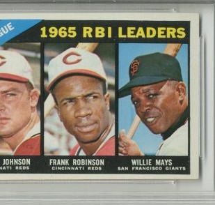 1966 Topps #219 NL RBI Leaders/Deron Johnson/Frank Robinson/Willie Mays