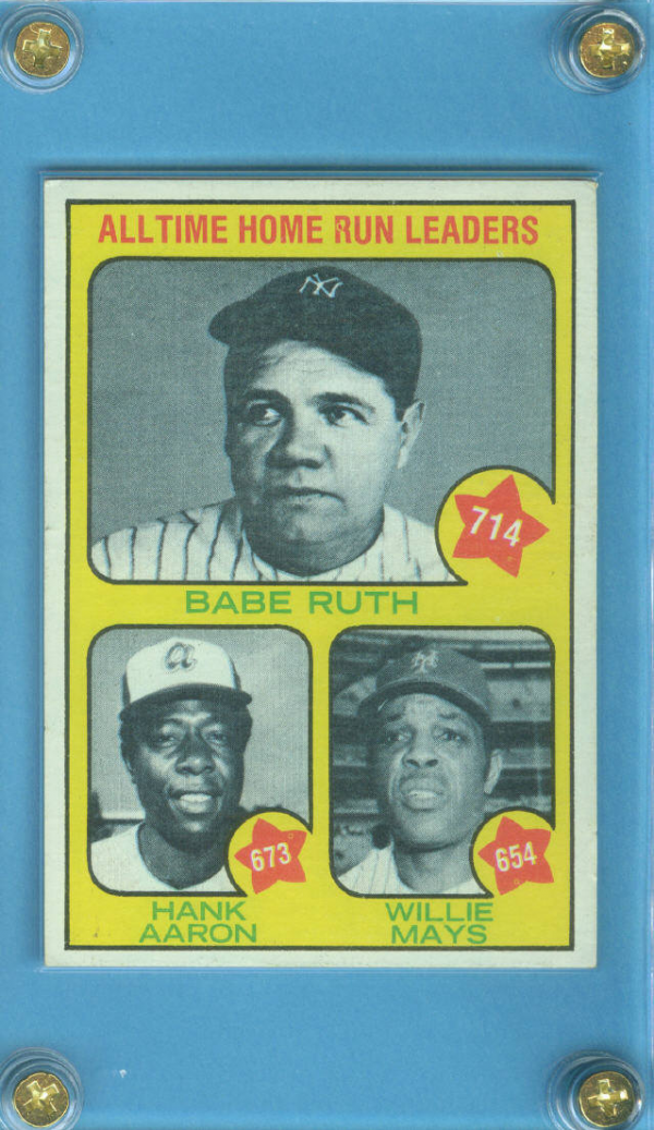 1973 Topps #1 Babe Ruth 714/Hank Aaron 673/Willie Mays 654/All-Time Home Run Leaders