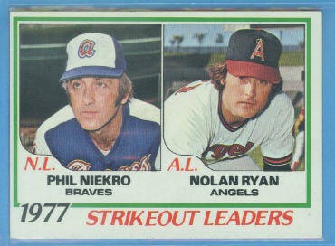1978 Topps #206 Strikeout Leaders DP/Phil Niekro/Nolan Ryan