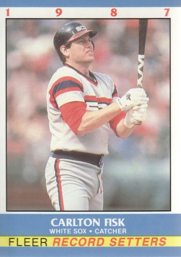 1987 Fleer Record Setters #8 Carlton Fisk UER/(8 of 44' on back)