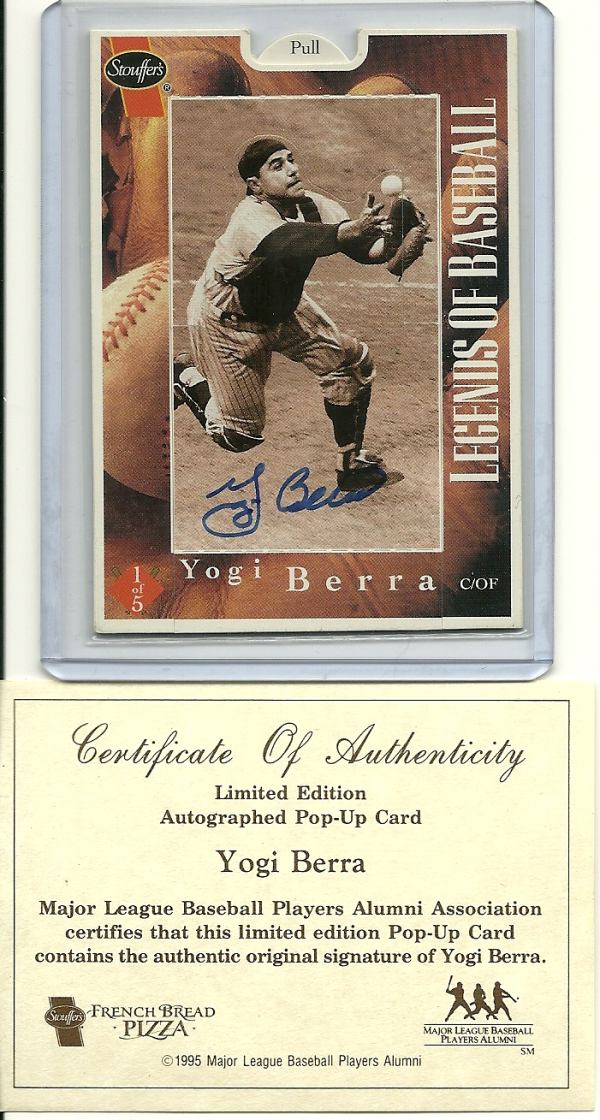 1995 Stouffer Pop-ups #1A Yogi Berra/Certified Auto