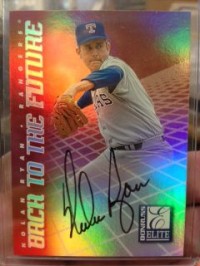 1998 Donruss Elite Back to the Future Autographs #7 Nolan Ryan/Greg Maddux front image