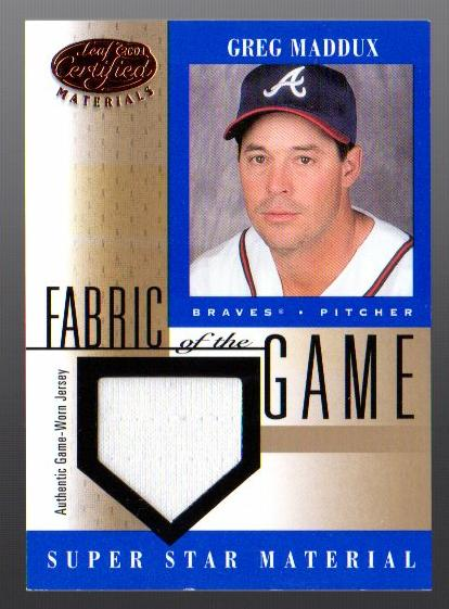 2001 Leaf Certified Materials Fabric of the Game #43BA Greg Maddux