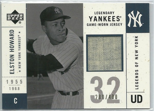 2001 Upper Deck Legends of NY Game Jersey Gold #LYJEH Elston Howard/400