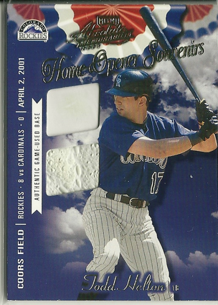 2001 Absolute Memorabilia Home Opener Souvenirs Double #OD10 Todd Helton
