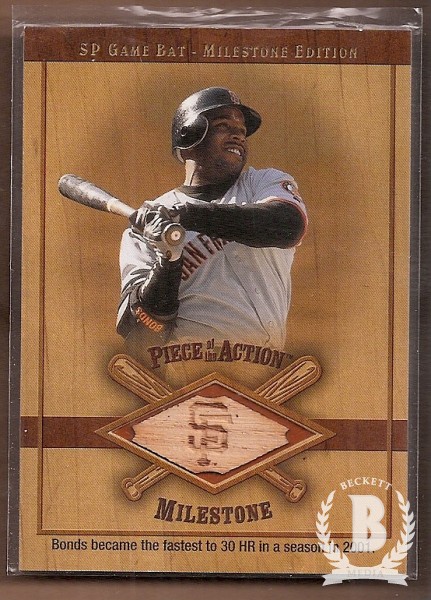 2001 SP Game Bat Milestone Piece of Action Milestone #BB Barry Bonds